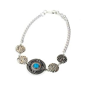 Turquoise Medallion Silver Necklace